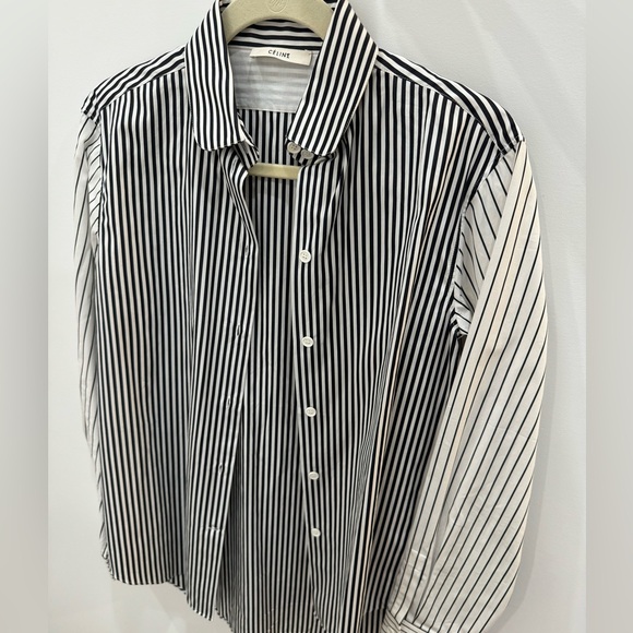 Celine Monochrome Striped Button-Down Shirt - Picture 1 of 4